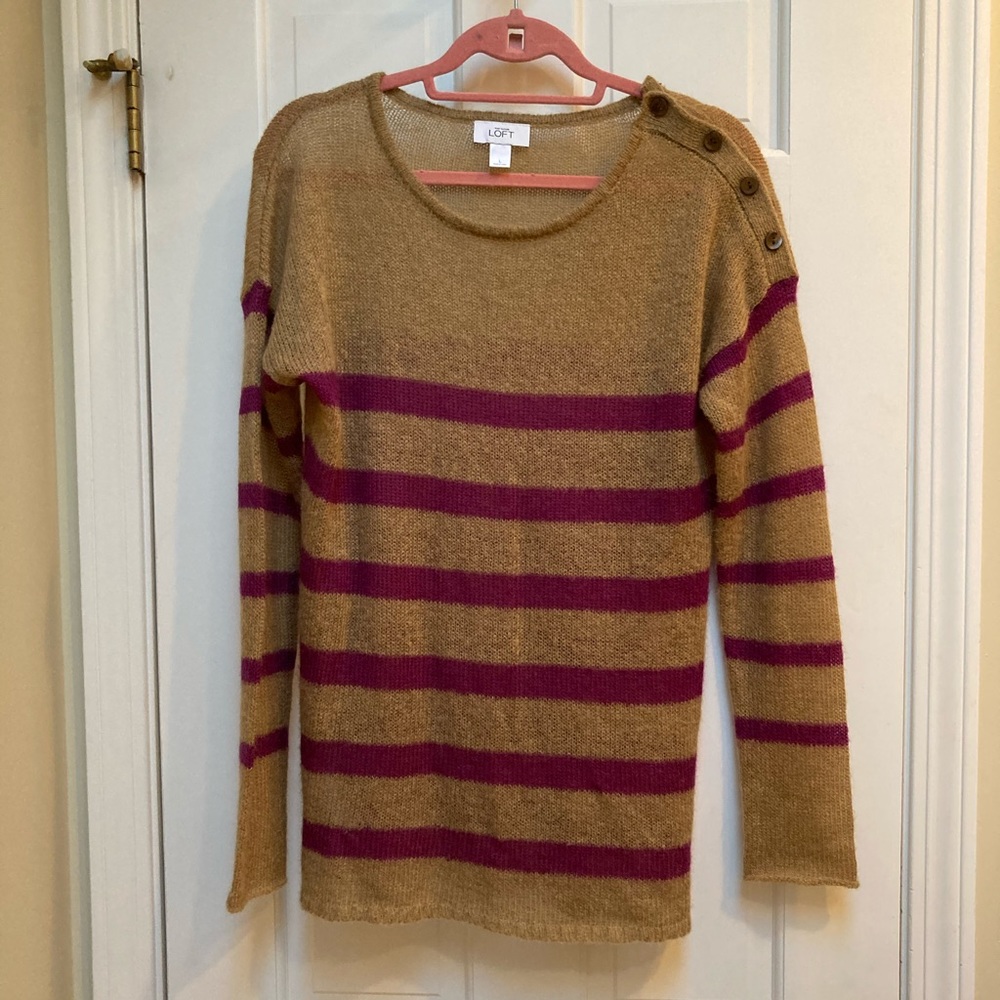 LOFT Mohair Striped Sweater Size L